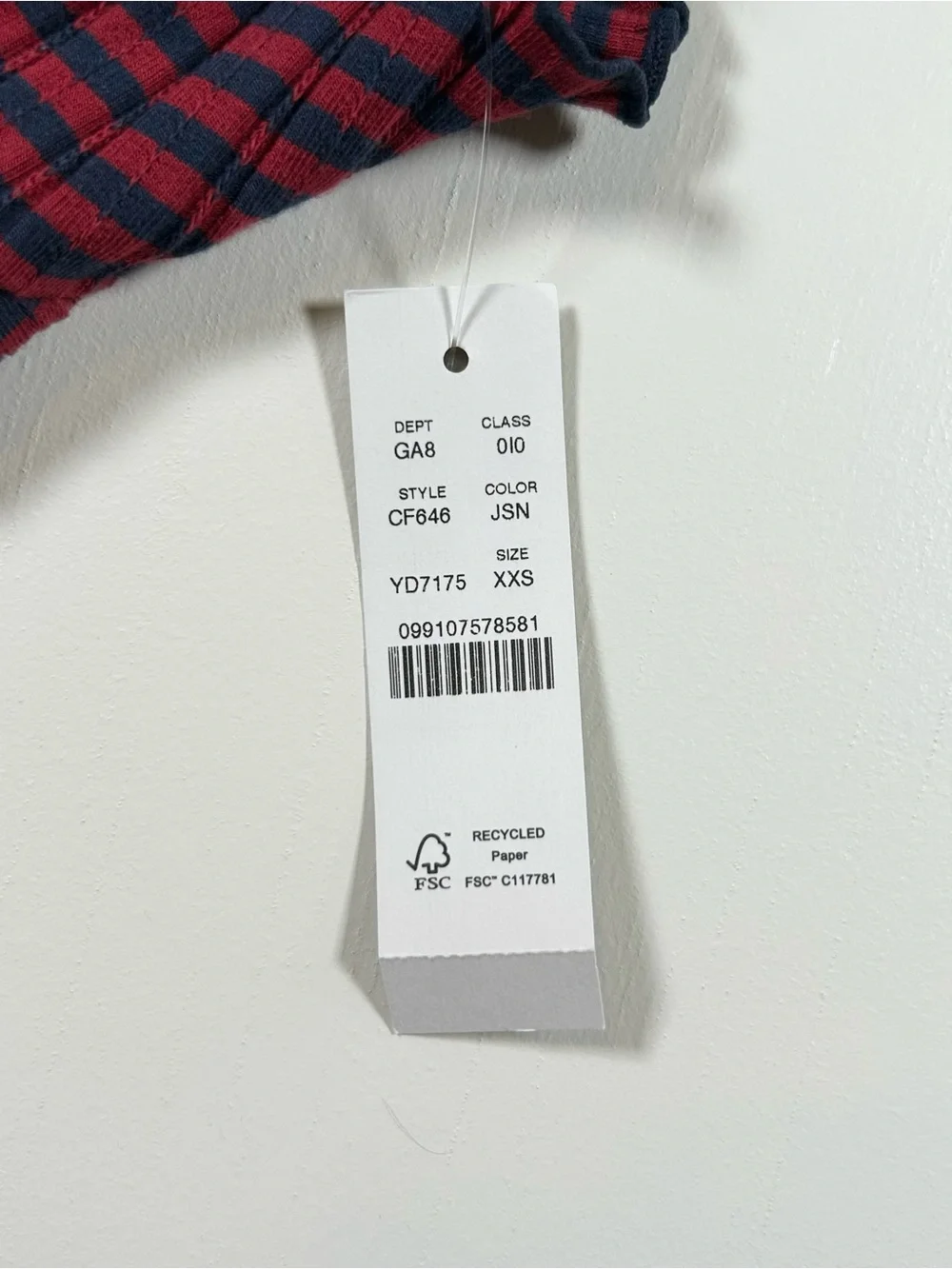 J Crew Pointelle Turtleneck Red Navy Stripe Scalloped Lettuce Trim Women’s XXS